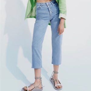 ZARA Straight Cropped Jeans Button Fly Size 0
